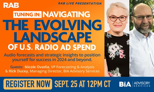 BIA Hosting Presentation Covering U.S. Radio Ad Spend Trends for RAB, Sept 25